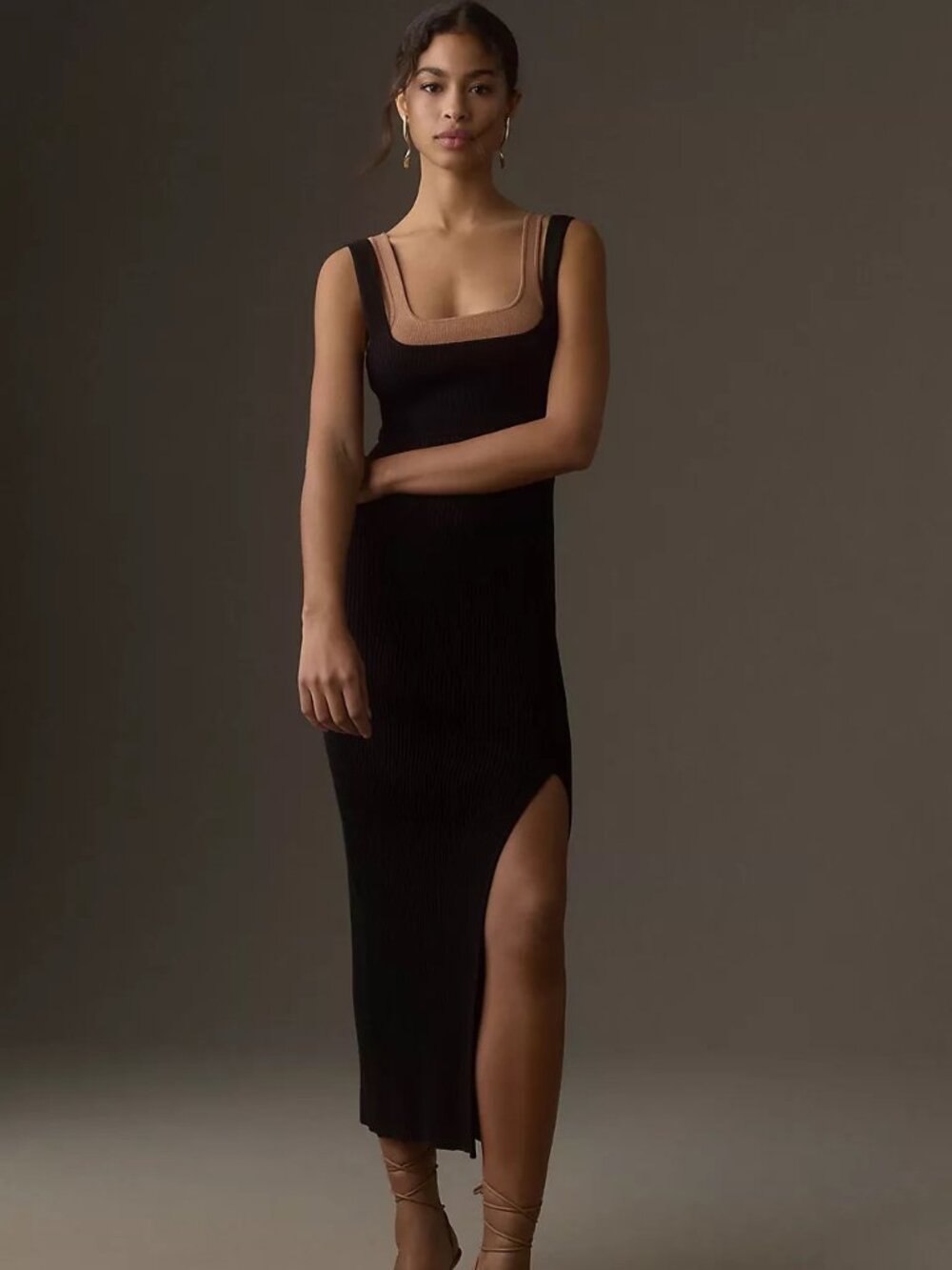 EUC Anthropologie Sleeveless Side-Slit Sweater Column Midi Dress, Size XL